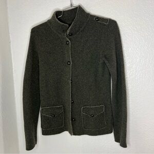 Mary Made in Italy Wool Khaki Military Jacket Cardigan Size S Green